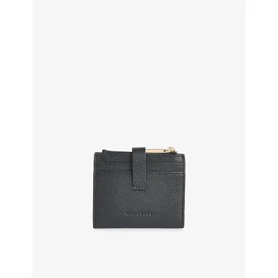 Whistles Danni Tab Detail Leather Compact Wallet In Black