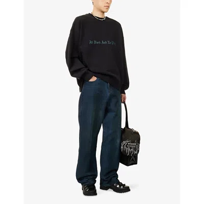 Basketcase Mens Dark Blue Lax Snake Straight-leg Denim Jeans In Blue