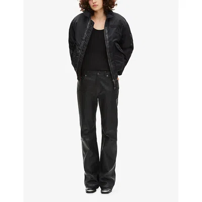 The Kooples Womens Black  X Schott Branded Shell Bomber Jacket In Black