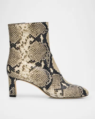 Stuart Weitzman Babette Snake-printed Leather Booties In Animal Print