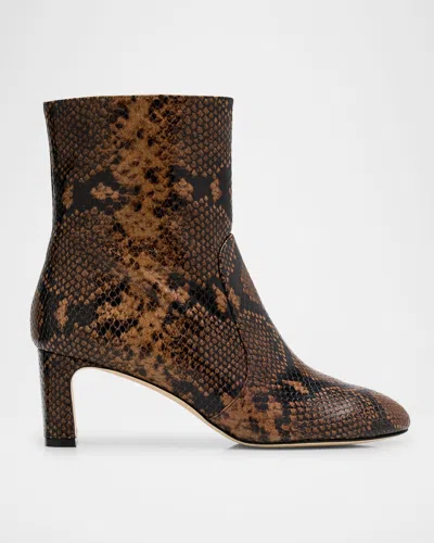 Stuart Weitzman Babette Snake-printed Leather Booties In Animal Print
