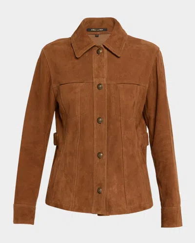 Kobi Halperin Darius Button-down Suede Blouse In Brown