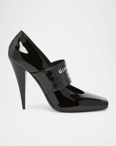 Givenchy Tape Sliced Square Pumps In Patent Leather In Black