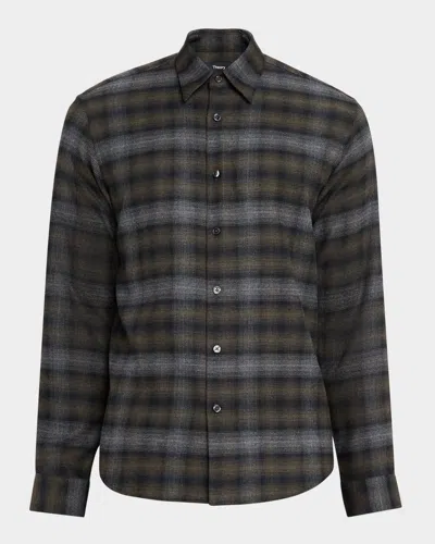 Theory Irving Plaid Cotton Flannel Button-up Shirt In Multi