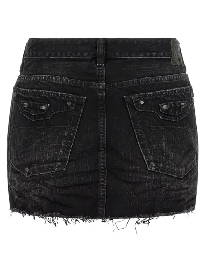 Balenciaga Washed Black City Mini Denim Skirt In Black