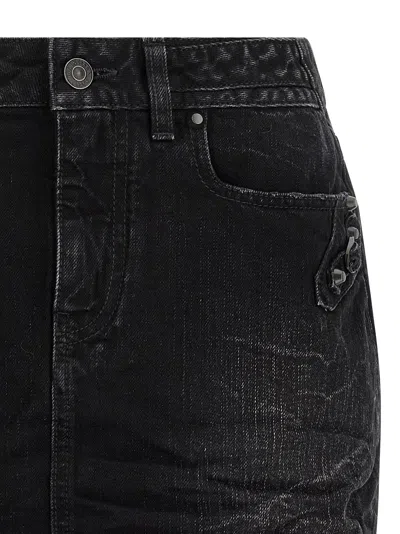 Balenciaga Washed Black City Mini Denim Skirt In Black