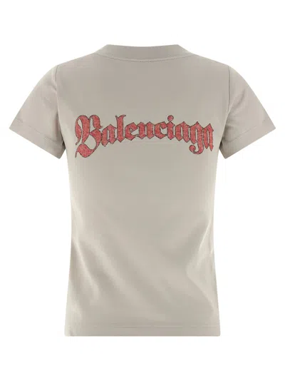 Balenciaga Graphic Logo Crew Neck Short Sleeve T-shirt In White
