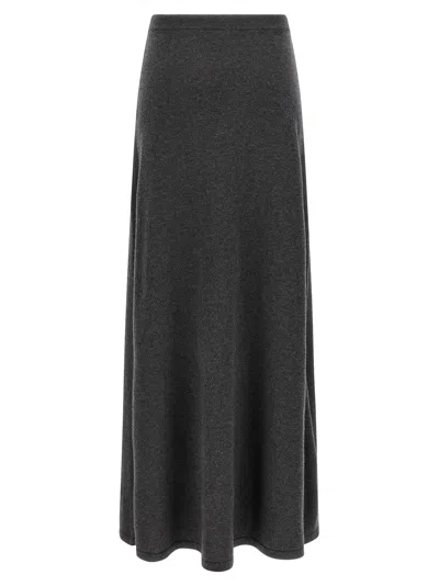 Balenciaga Long Grey Wool Skirt In Black