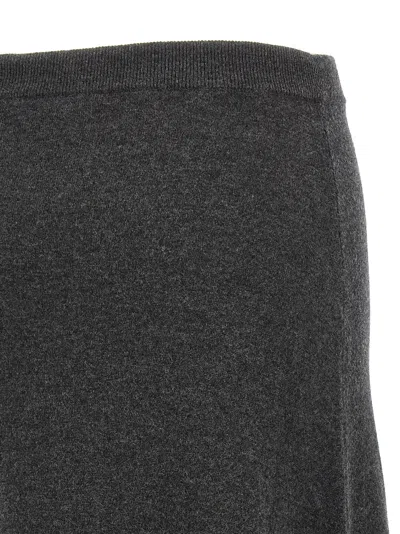 Balenciaga Long Grey Wool Skirt In Black