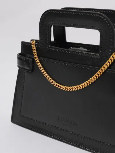 Balmain Small Geometric Pattern Handbag With Chain Strap In Black