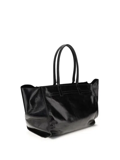 Benedetta Bruzziches Glossy Finish Shoulder Bag With Front Strap In Black