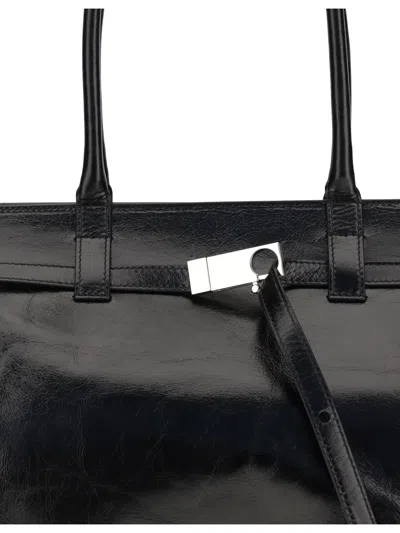 Benedetta Bruzziches Glossy Finish Shoulder Bag With Front Strap In Black