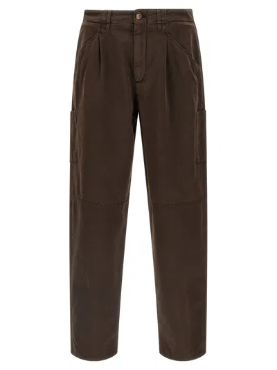 Brunello Cucinelli Functional Cargo Trousers Featuring Pockets In Brown