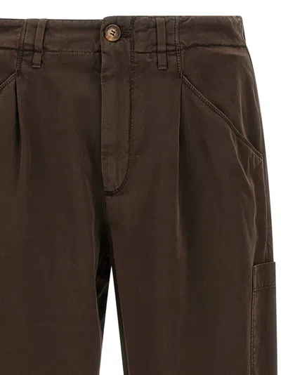 Brunello Cucinelli Functional Cargo Trousers Featuring Pockets In Brown