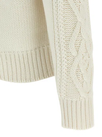 Brunello Cucinelli Cashmere Cardigan With Cable Knit Design In Neutral