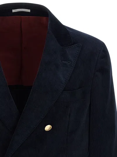 Brunello Cucinelli Men Deconstructed One-and-a-half-breasted Corduroy Blazer In Blue