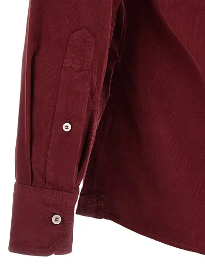 Brunello Cucinelli Button-down Corduroy Shirt Featuring Chest Pockets In Red