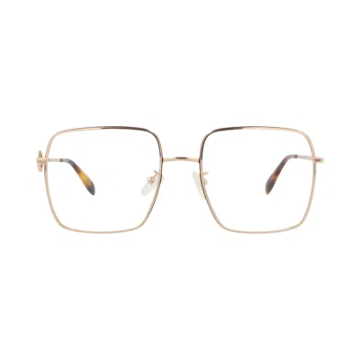 Pre-owned Alexander Mcqueen Square-frame Metal Optical Frames 'gold Transparent' | Women's Size Onesize