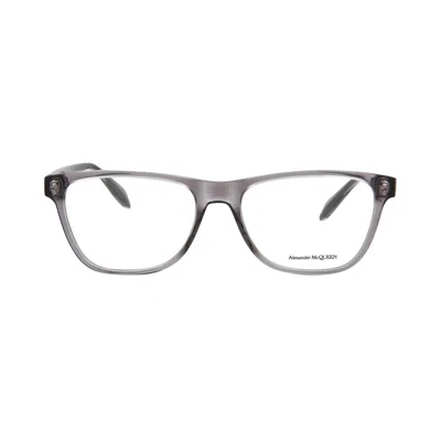 Pre-owned Alexander Mcqueen Square-frame Acetate Optical Frames 'grey Transparent' | Men's Size Onesize In Gray
