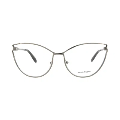 Pre-owned Alexander Mcqueen Cat Eye-frame Metal Optical Frames 'ruthenium Transparent' | Multi-color | Women's
