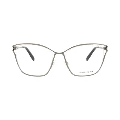 Pre-owned Alexander Mcqueen Cat Eye-frame Metal Optical Frames 'ruthenium Transparent' | Multi-color | Women's