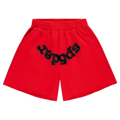 Pre-owned Sp5der Og Studded Sweatshort 'red' | Men's Size L