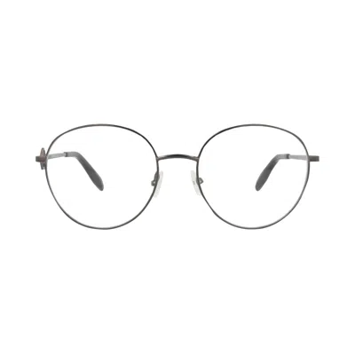 Pre-owned Alexander Mcqueen Round-frame Metal Optical Frames 'ruthenium Transparent' | Multi-color | Women's S