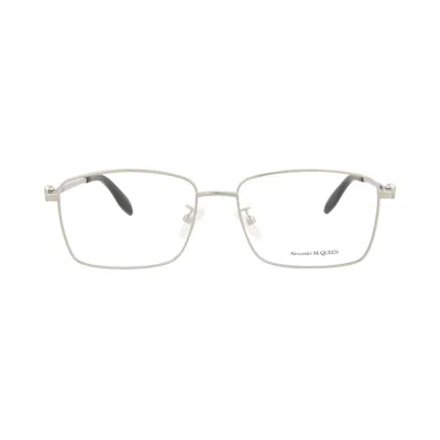 Pre-owned Alexander Mcqueen Square-frame Metal Optical Frames 'silver Transparent' | Men's Size Onesize