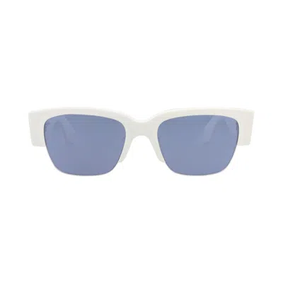 Pre-owned Alexander Mcqueen Square-frame Recycled Acetate Sunglasses 'white Blue' | Multi-color | Men's Size O