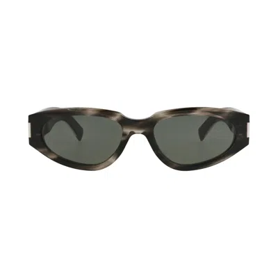 Pre-owned Saint Laurent Round-frame Recycled Acetate Sunglasses 'havana Crystal Grey' | Multi-color | Women's