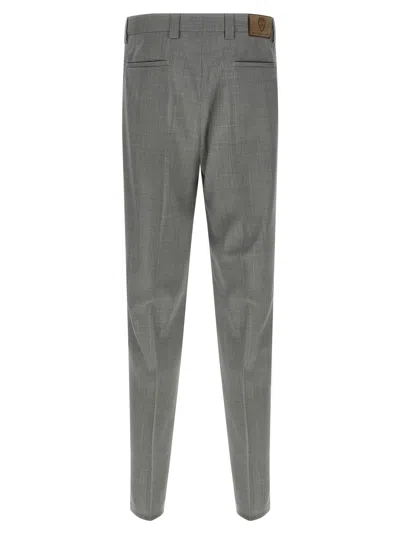 Brunello Cucinelli Grey Mlange Wool Pants In Gray