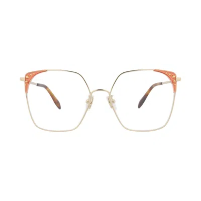 Pre-owned Alexander Mcqueen Square-frame Metal Optical Frames 'gold Transparent' | Women's Size Onesize