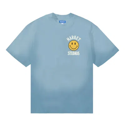 Pre-owned Market Smiley Upside Down Lockup T-shirt 'retro Blue' | Men's Size M