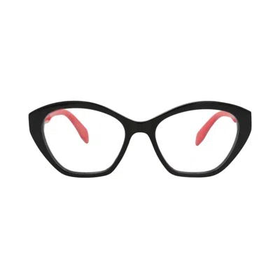 Pre-owned Alexander Mcqueen Cat Eye-frame Acetate Optical Frames 'black Transparent' | Women's Size Onesize