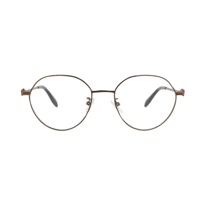 Pre-owned Alexander Mcqueen Round-frame Metal Optical Frames 'brown Transparent' | Men's Size Onesize