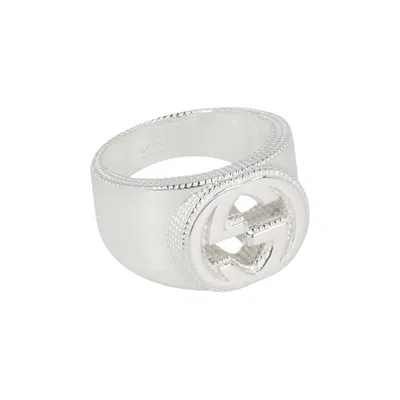 Pre-owned Gucci Sterling Silver Interlocking G Ring 'silver' | Men's Size 11
