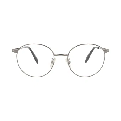 Pre-owned Alexander Mcqueen Round-frame Metal Optical Frames 'ruthenium Transparent' | Multi-color | Men's Siz