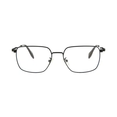 Pre-owned Alexander Mcqueen Square-frame Metal Optical Frames 'black Transparent' | Men's Size Onesize