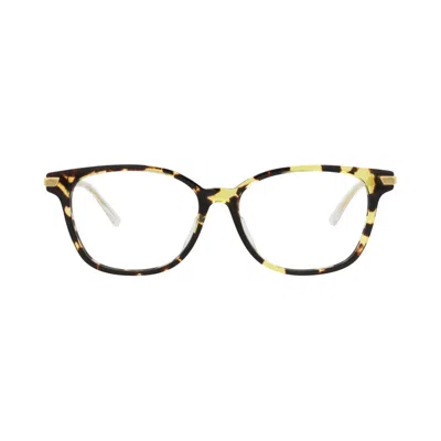 Pre-owned Bottega Veneta Square-frame Acetate Optical Frames 'havana Gold Transparent' | Multi-color | Women's