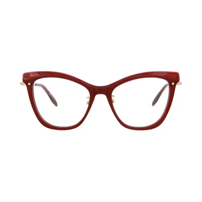 Pre-owned Alexander Mcqueen Cat Eye-frame Acetate Optical Frames 'burgundy Gold Transparent' | Multi-color | W