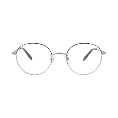 Pre-owned Alexander Mcqueen Round-frame Metal Optical Frames 'ruthenium Transparent' | Multi-color | Men's Siz