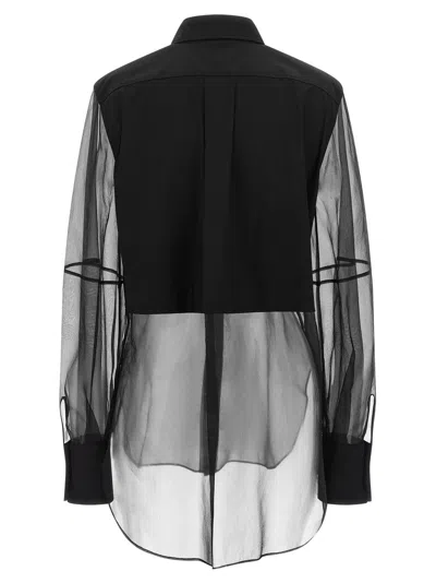 Brunello Cucinelli Mixed-media Monili-trim Bib-front Blouse In Black