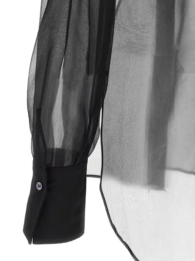 Brunello Cucinelli Mixed-media Monili-trim Bib-front Blouse In Black