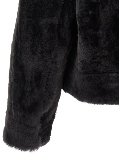 Brunello Cucinelli Grey Shearling Jacket With Two Front Welt Pockets With Zip In Gray