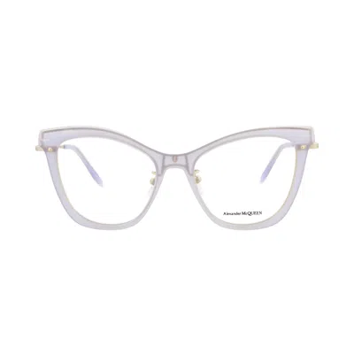 Pre-owned Alexander Mcqueen Cat Eye-frame Acetate Optical Frames 'violet Gold Transparent' | Multi-color | Wom