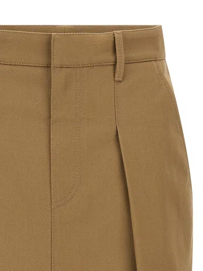 Brunello Cucinelli Pleated Skirt Featuring Side And Back Pockets In Brown