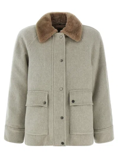 Brunello Cucinelli Sheepskin Insert Jacket In Gray