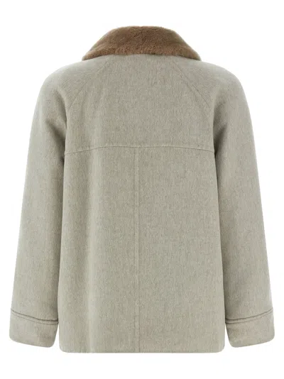 Brunello Cucinelli Sheepskin Insert Jacket In Gray