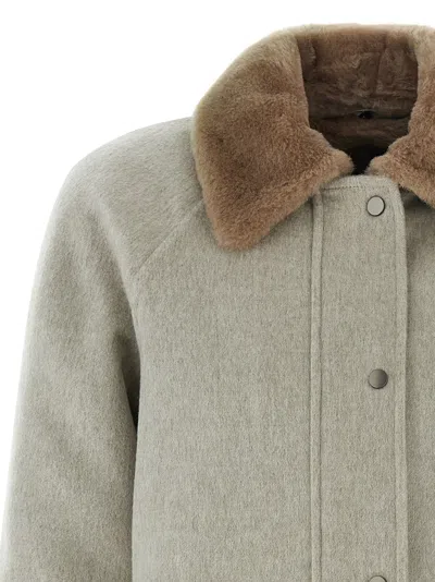 Brunello Cucinelli Sheepskin Insert Jacket In Gray