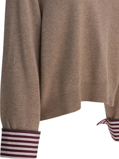 Brunello Cucinelli Cashmere Sweater Monili Detail In Multi